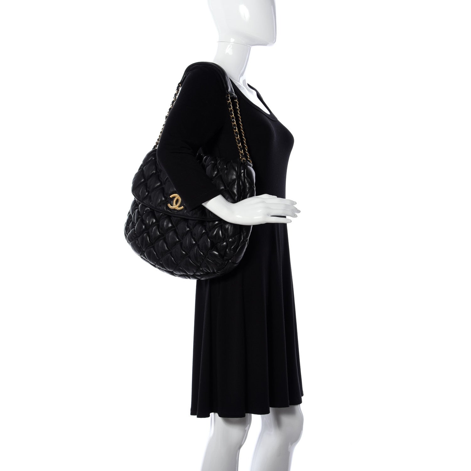 Chanel Lambskin Bubble Quilt Flap Bag Black 2 of 9
