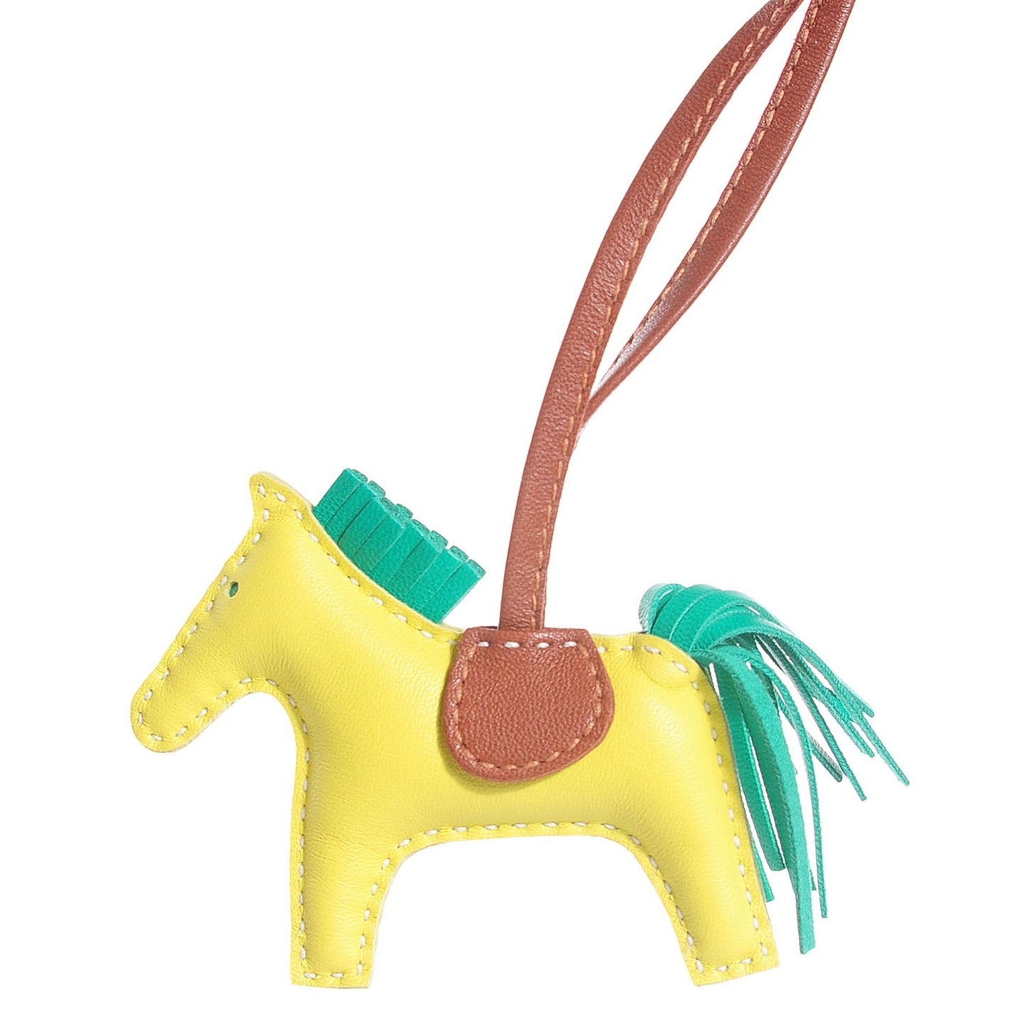 Milo Lambskin Grigri Rodeo Horse Bag Charm PM Lime Menthe Fauve
