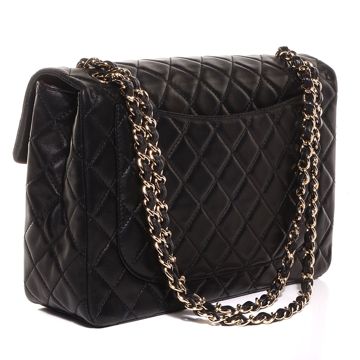 Lambskin Quilted Maxi Single Flap Black