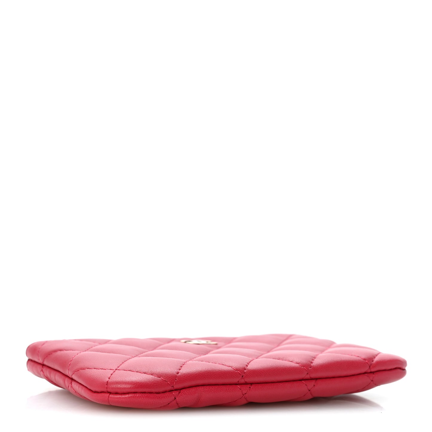 Lambskin Quilted Small Cosmetic Case Red