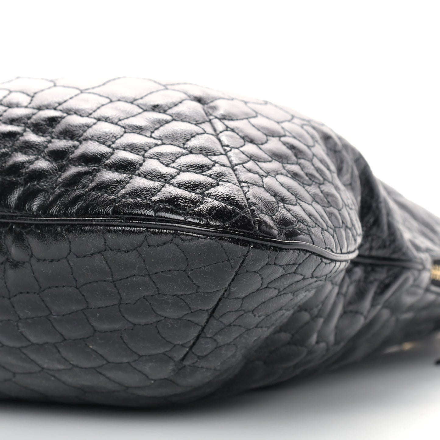 Patent Crocodile Embossed Tribute Tote Black
