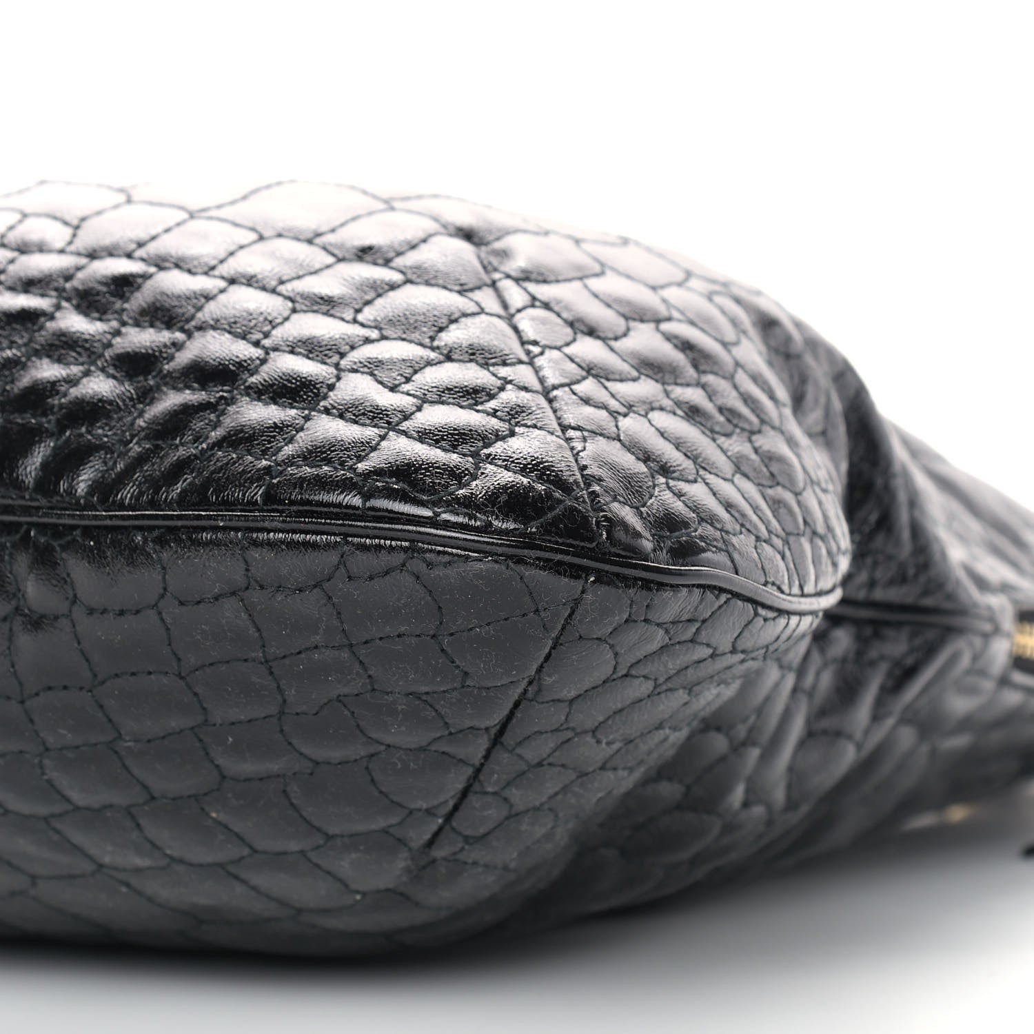 Saint Laurent Patent Crocodile Embossed Tribute Tote Black 9 of 13