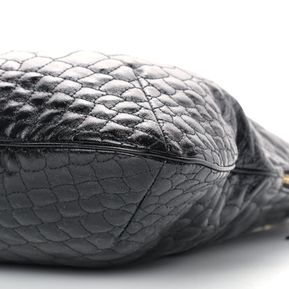 Saint Laurent Patent Crocodile Embossed Tribute Tote Black 9 of 13