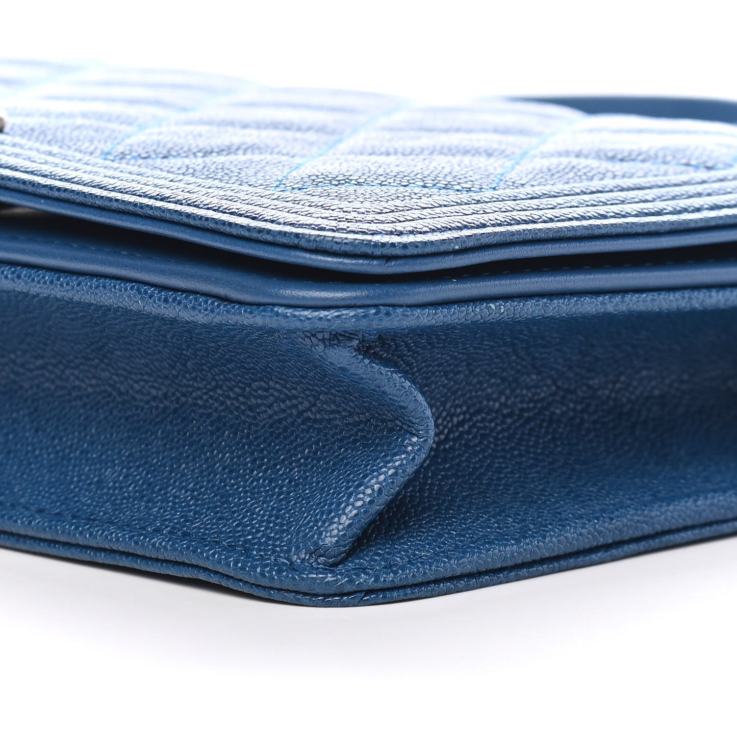 Caviar Quilted Boy Wallet On Chain WOC Blue