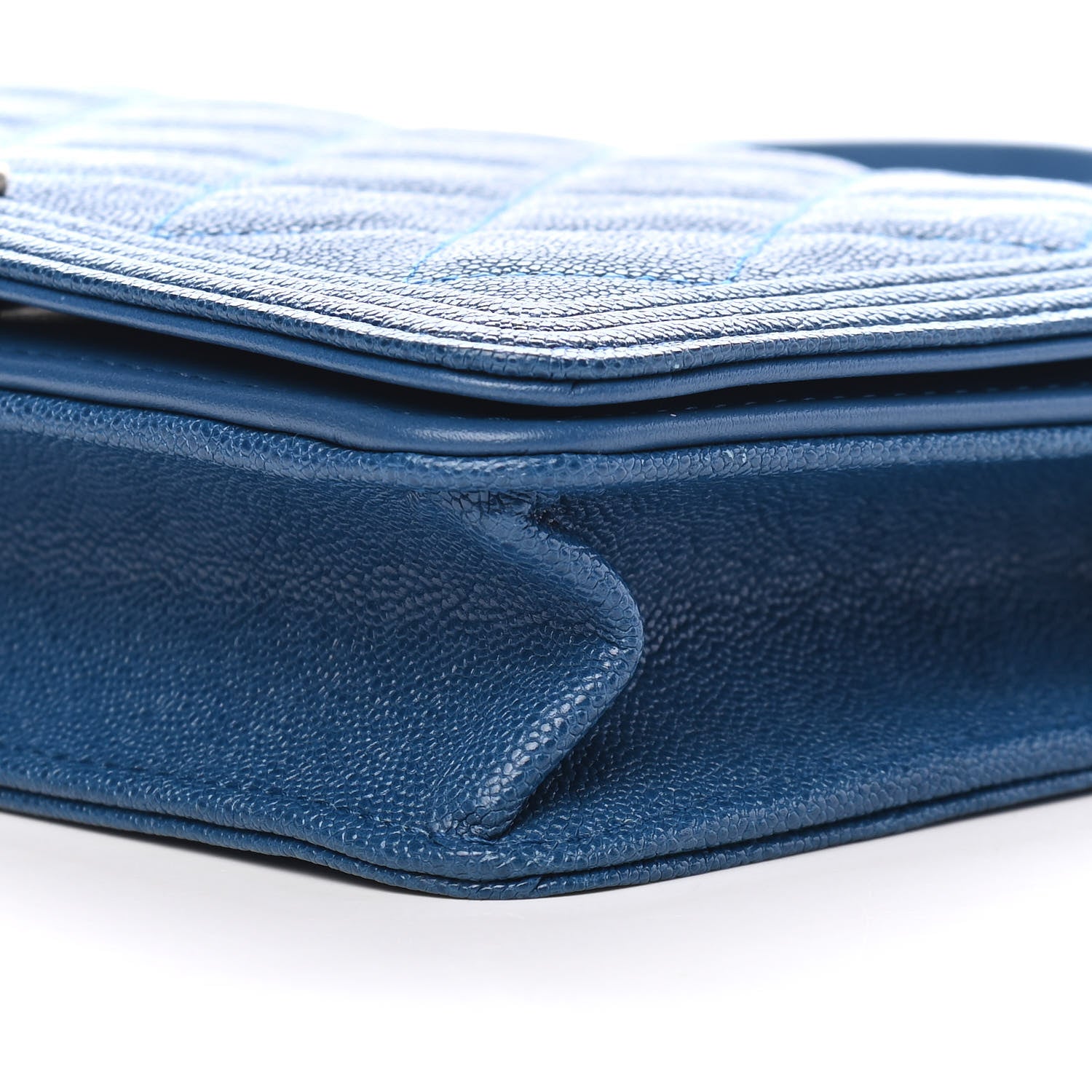 Chanel Caviar Quilted Boy Wallet On Chain WOC Blue 9 of 9