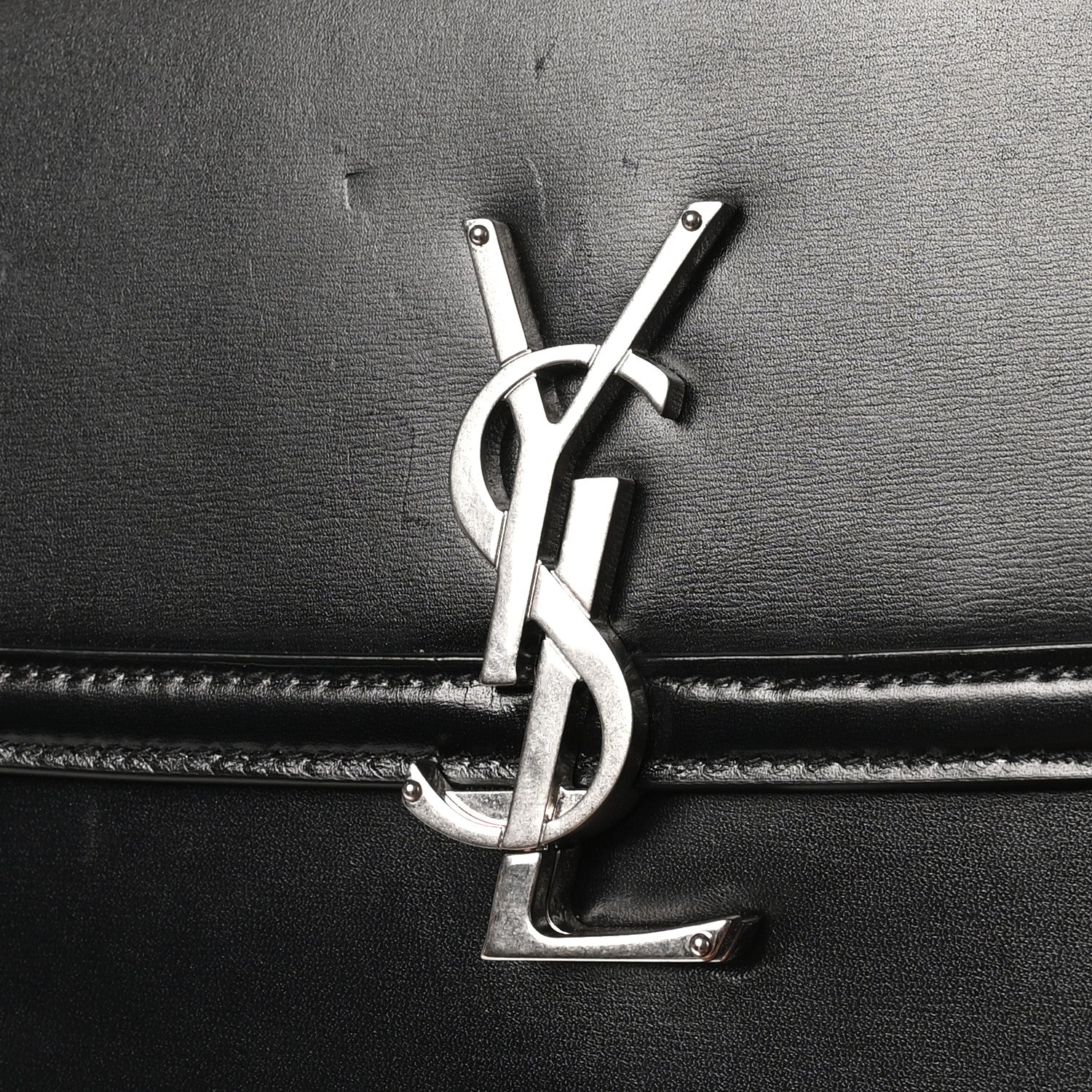 Saint Laurent Box Calfskin Monogram Medium Solferino Satchel Black 10 of 10