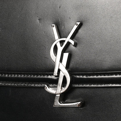 Saint Laurent Box Calfskin Monogram Medium Solferino Satchel Black 10 of 10