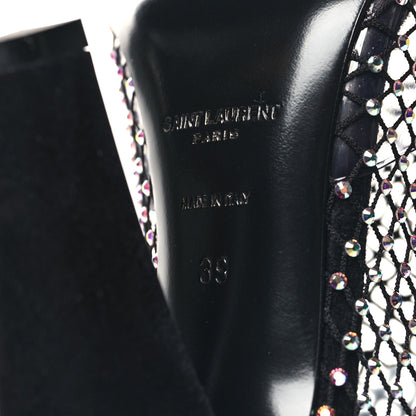 Saint Laurent Mesh Crystal Koller 100 Knee High Boots 39 Black 6 of 6