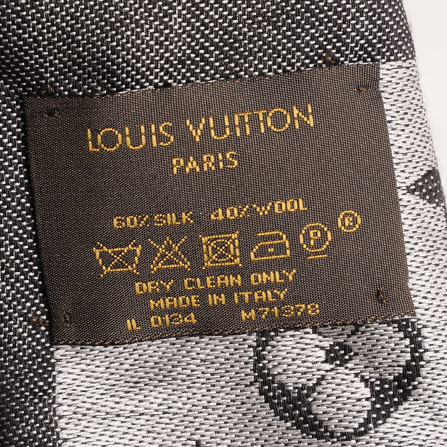 Louis Vuitton Wool Silk Monogram Denim Shawl Black 5 of 5