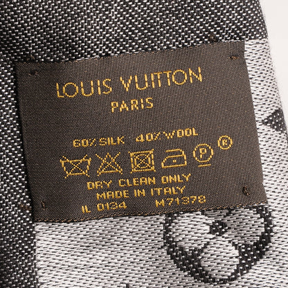 Louis Vuitton Wool Silk Monogram Denim Shawl Black 5 of 5