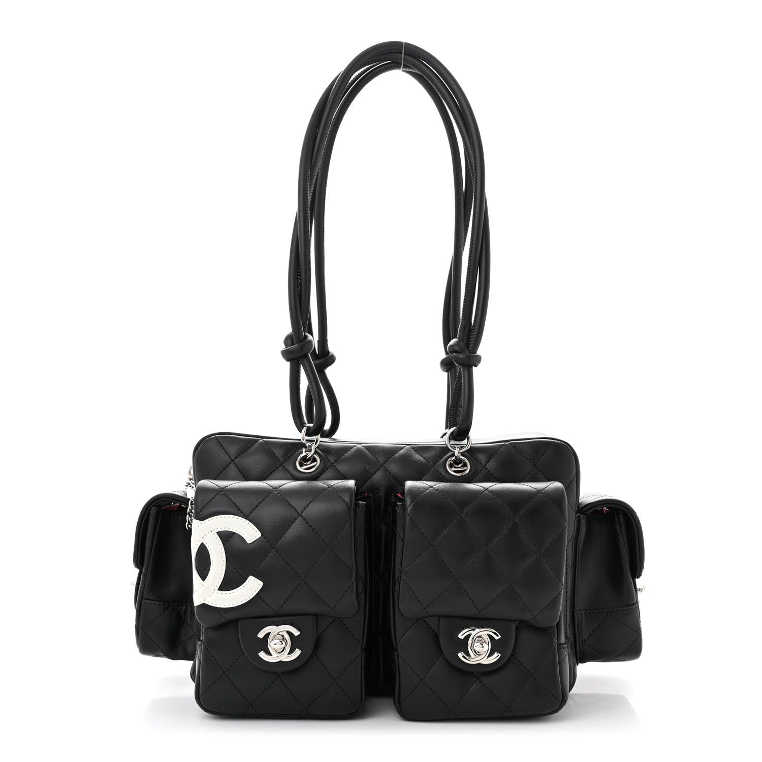 Chanel Calfskin Quilted Small Cambon Multipocket Reporter Black White 1 of 10