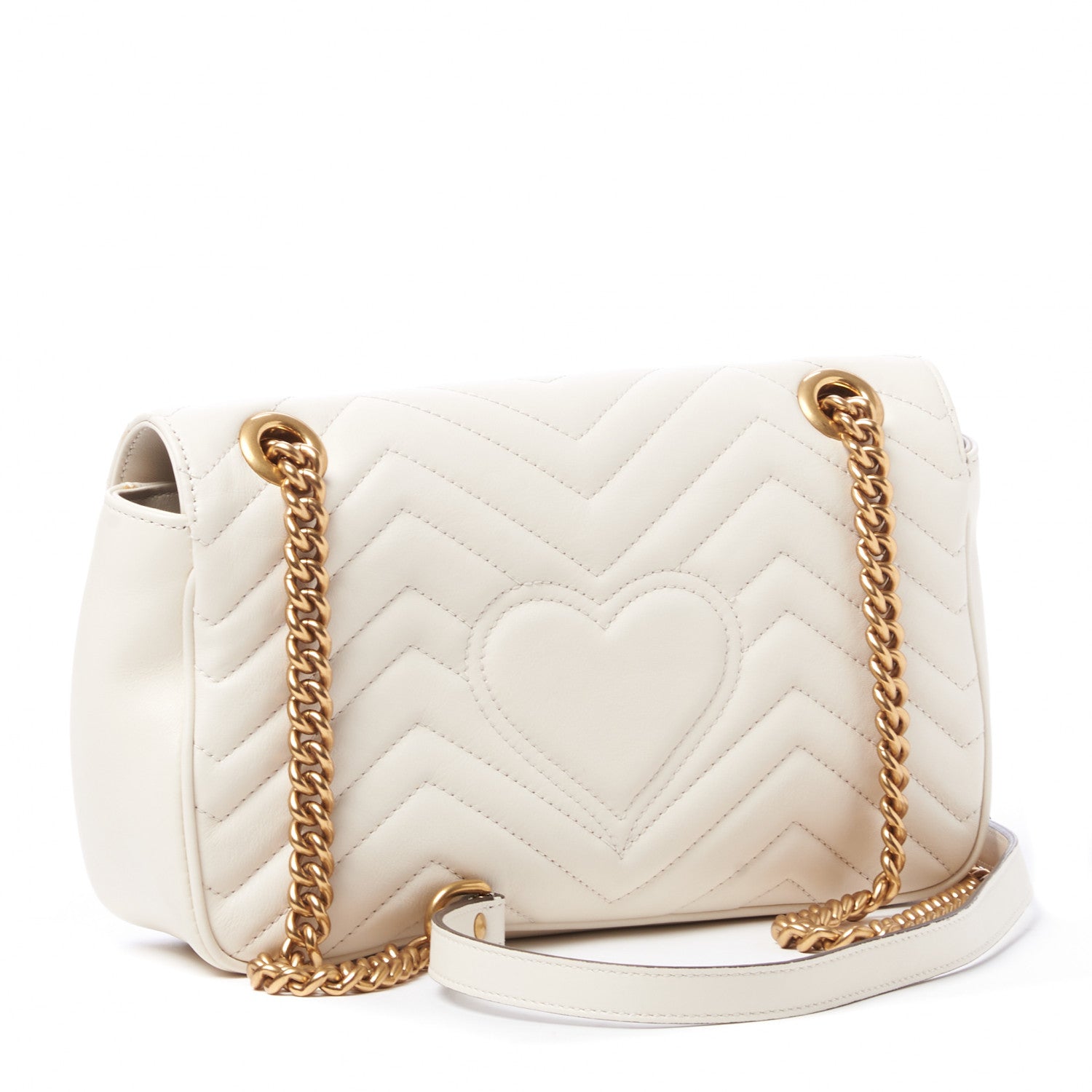 Gucci Calfskin Matelasse Small GG Marmont Shoulder Bag White 3 of 11