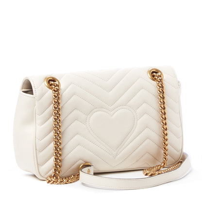 Gucci Calfskin Matelasse Small GG Marmont Shoulder Bag White 3 of 11