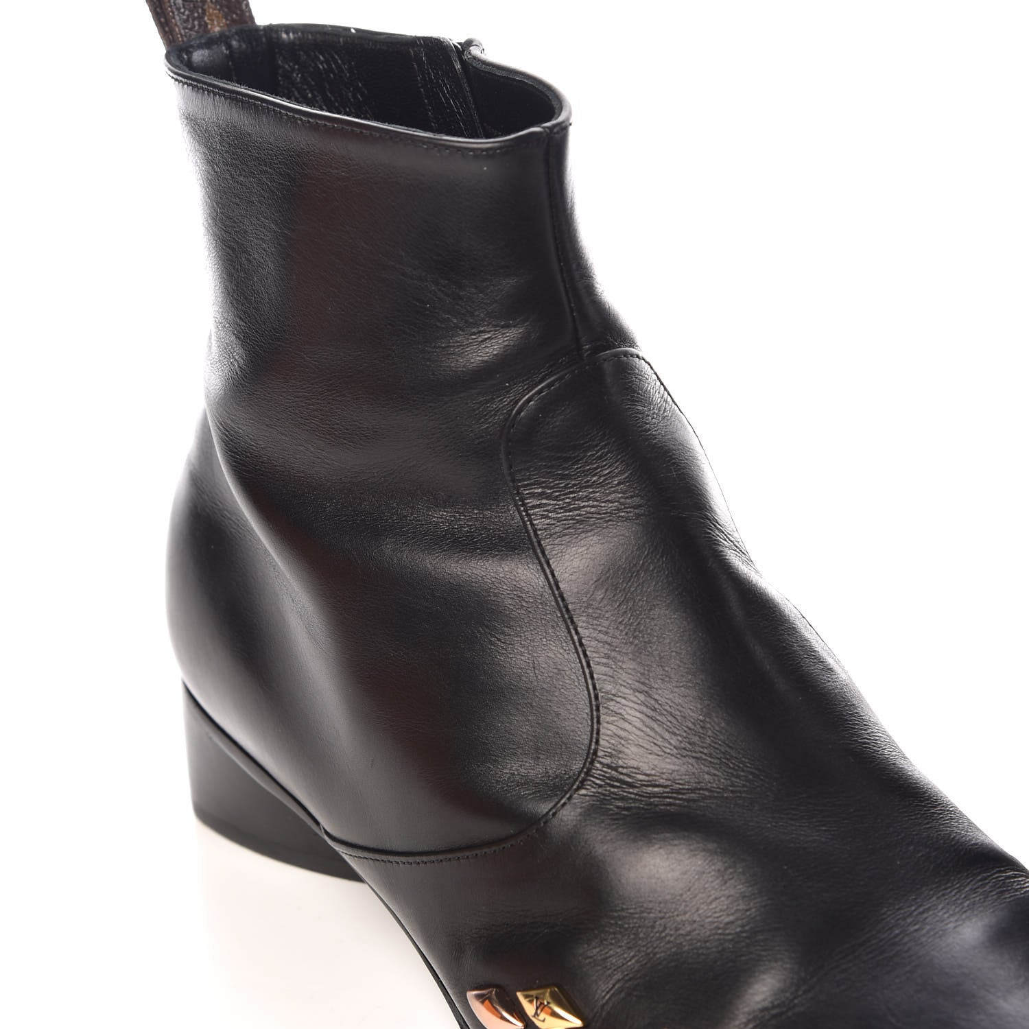 Louis Vuitton Calfskin Studded Gold Rush Flat Ankle Boots 39 Black 11 of 14