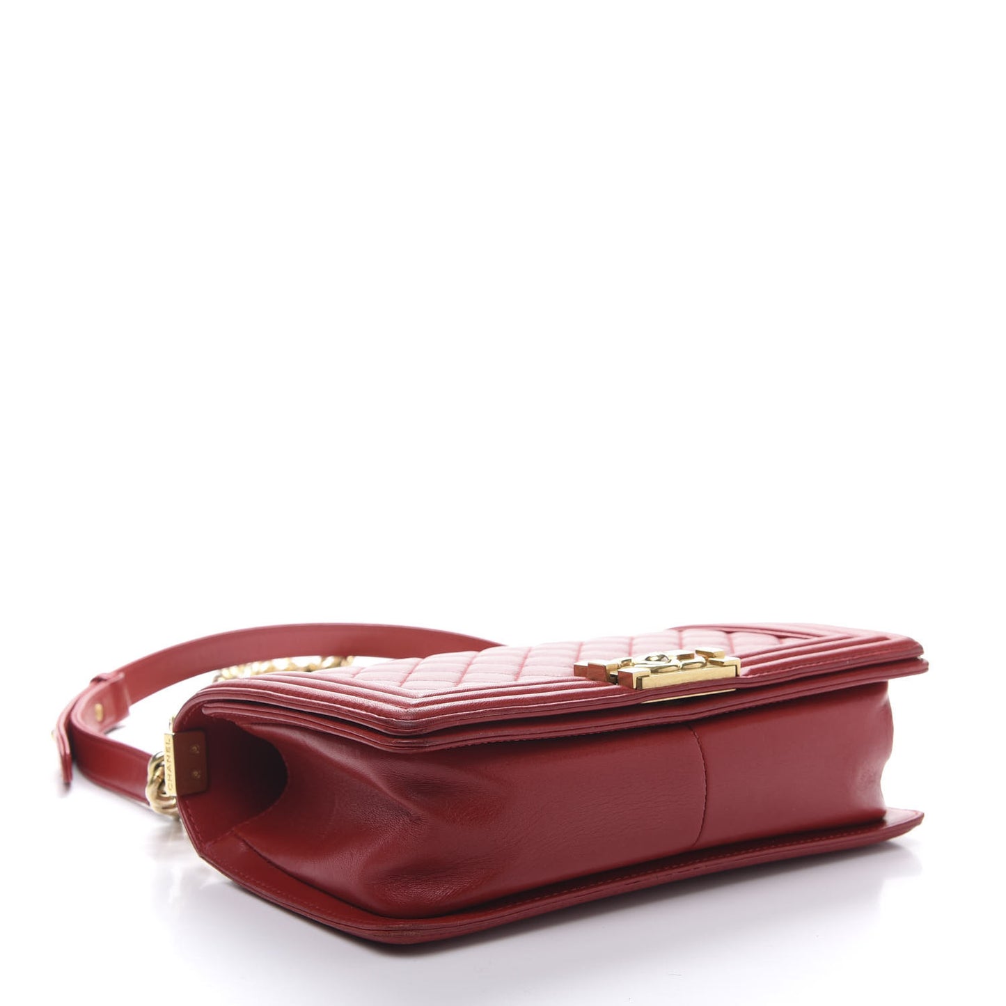 Lambskin Quilted Medium Boy Flap Red