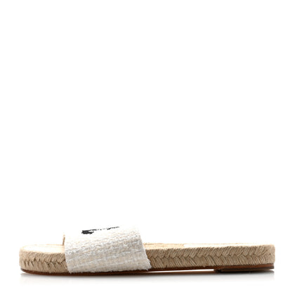 Chanel Tweed Grosgrain CC Mule Slide 39 Ivory Black 1 of 11
