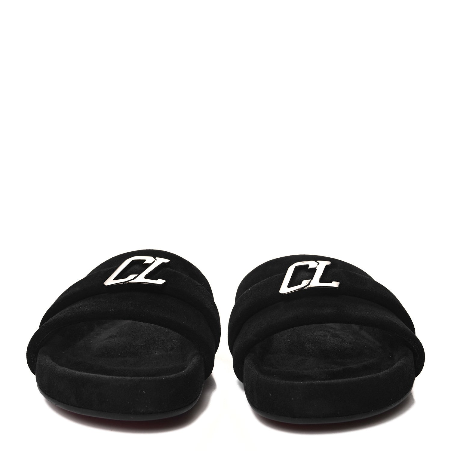 Christian Louboutin Suede Mens Varsimule Bizz Logo Slide Sandals 43 Black 3 of 7