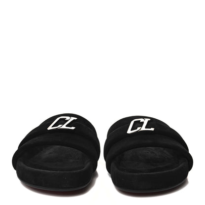 Christian Louboutin Suede Mens Varsimule Bizz Logo Slide Sandals 43 Black 3 of 7