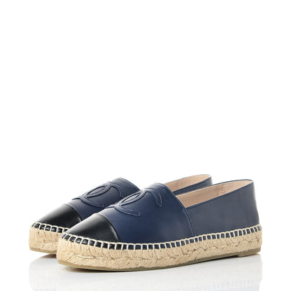 Chanel Lambskin CC Espadrilles 36 Navy Black 3 of 11