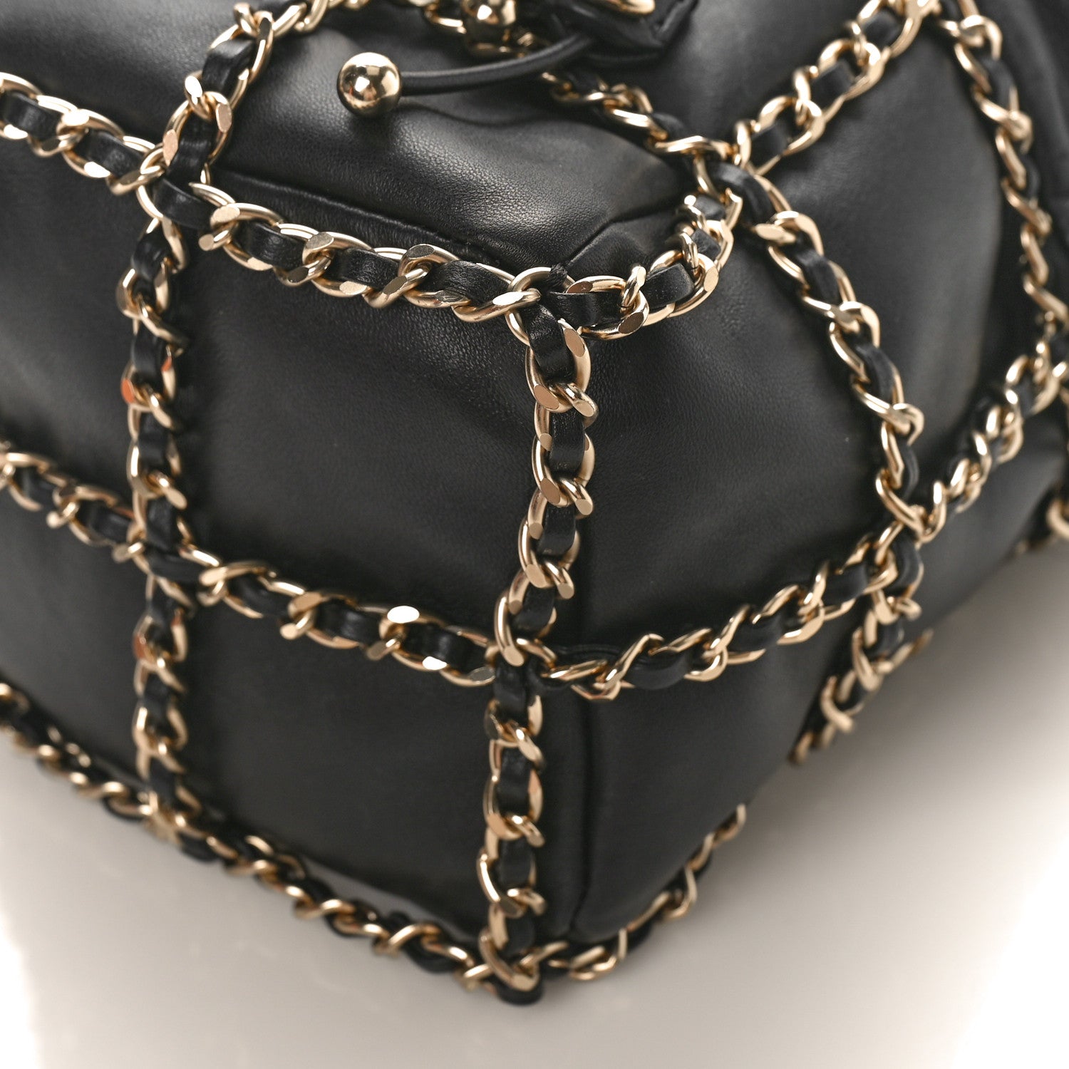 Chanel Lambskin Bucket Chain Drawstring Bag Black 9 of 9