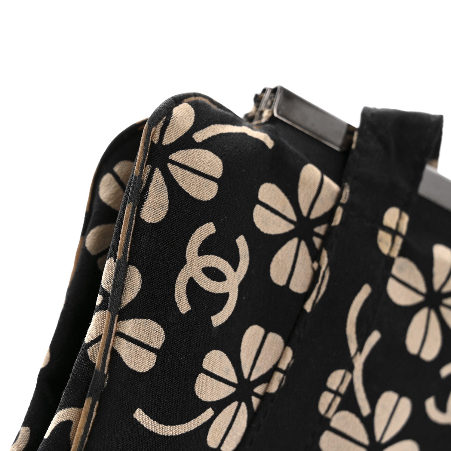 Chanel Canvas CC Clover Clutch Black 14 of 15