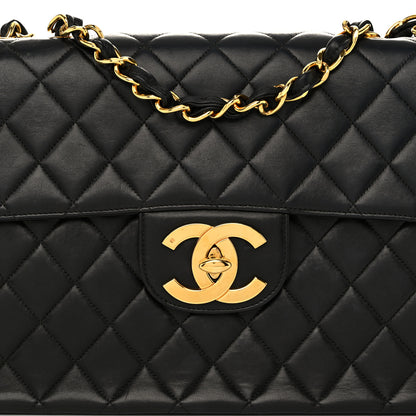 Chanel Lambskin Quilted XL Jumbo Single Flap Black 9 of 12