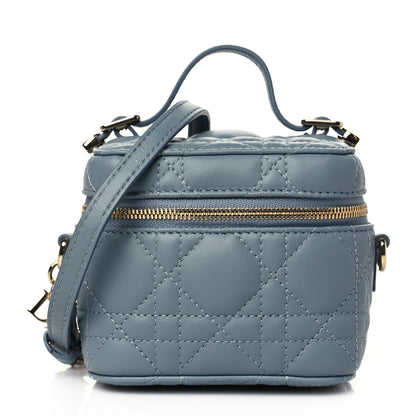 Christian Dior Lambskin Cannage Micro Lady Dior Vanity Case Cloud Blue 1 of 10