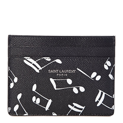 Saint Laurent Grain De Poudre Musical Notes Credit Card Case Black 1 of 8