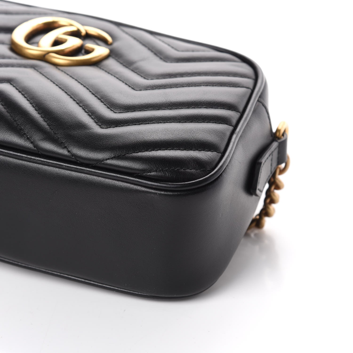 Gucci Calfskin Matelasse Small GG Marmont Chain Shoulder Bag Black 9 of 9