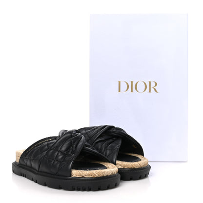 Christian Dior Calfskin Cannage Dtwist Espadrille Platform Sandals 35.5 Black 9 of 9
