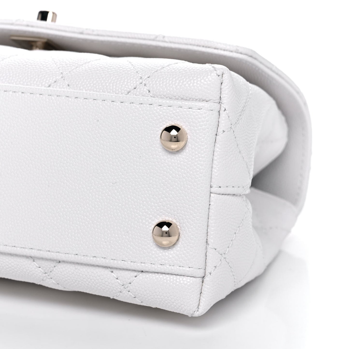 Caviar Quilted Mini Coco Handle Flap White