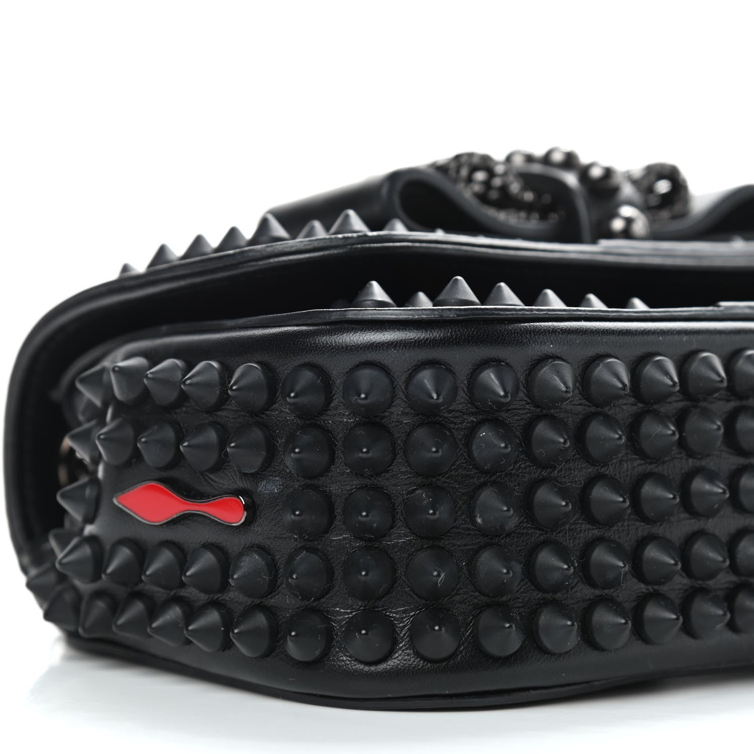 Christian Louboutin Calfskin Spikes Sweety Charity Crossbody Bag Black 8 of 9
