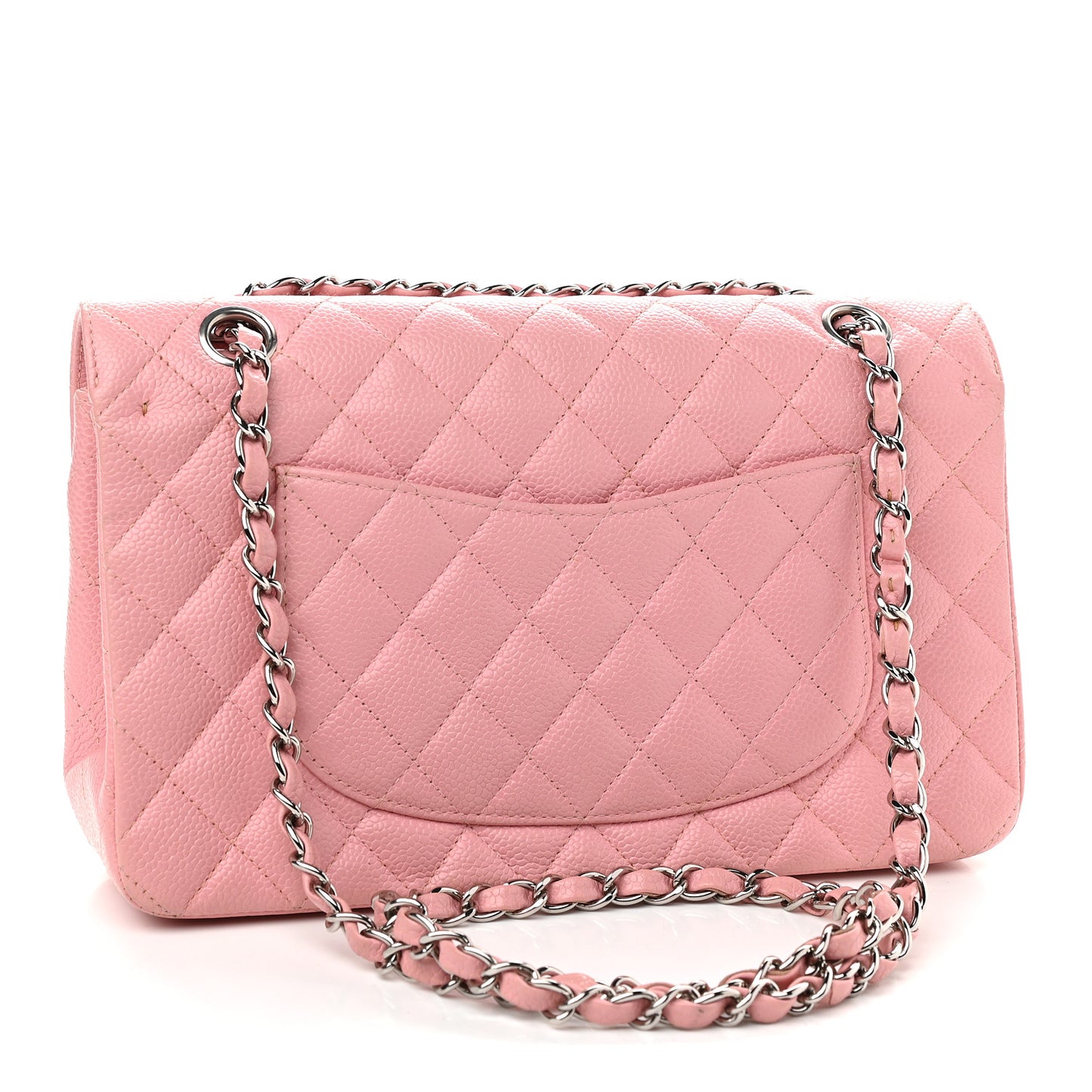 Caviar Quilted Medium Double Flap Pink