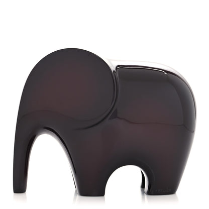 Hermes Lacquered Wood Elephant Lao Paperweight Aubergine 1 of 8