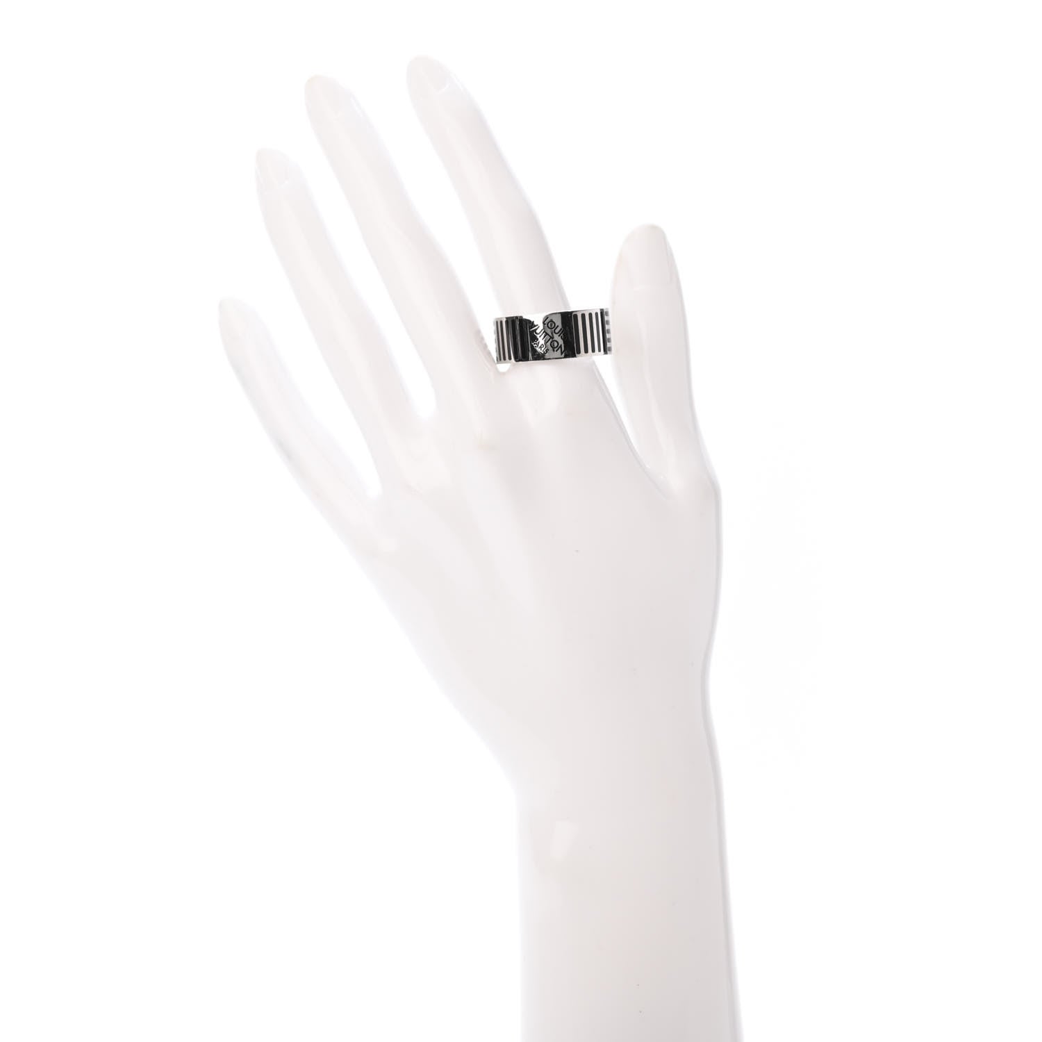 Louis Vuitton Damier Ring L Silver Black 5 of 5