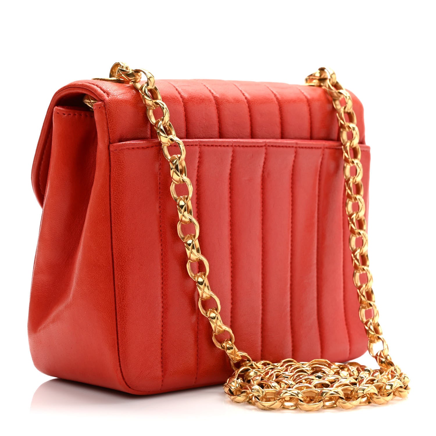 Chanel Lambskin Vertical Quilt Mini Square Flap Red 3 of 9