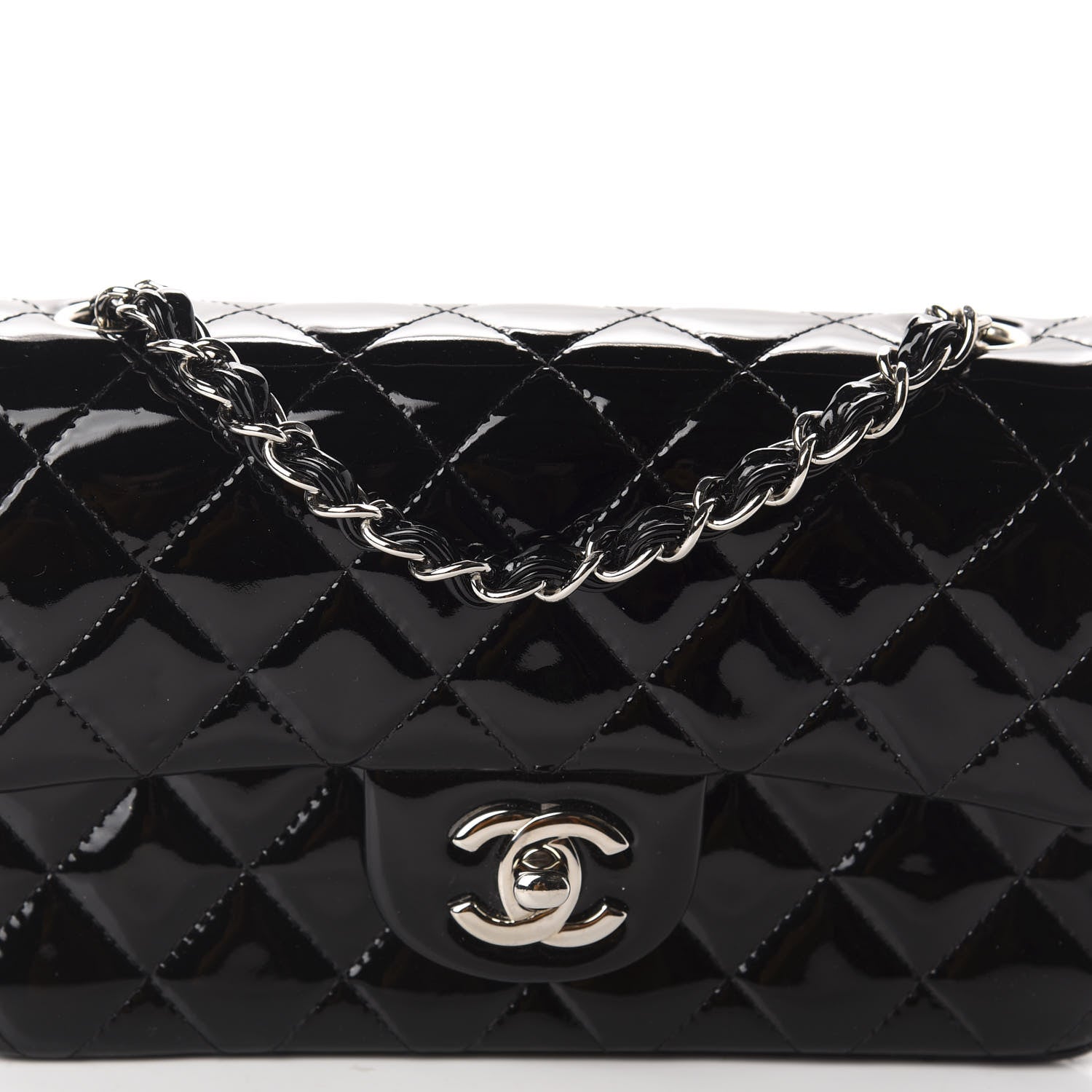 Chanel Patent Calfskin Quilted Mini Rectangular Flap Black 10 of 11
