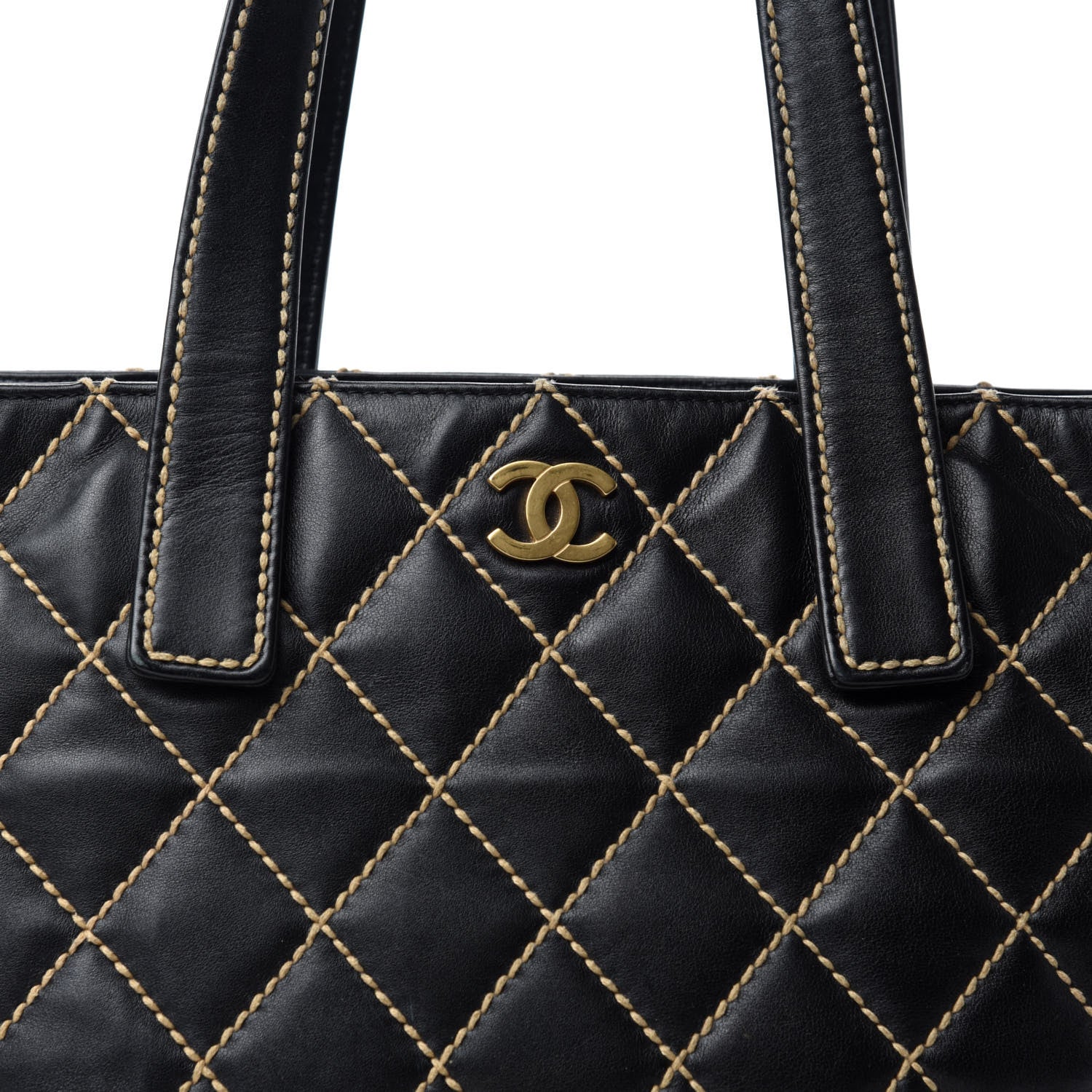 Chanel Calfskin Contrast Stitch Surpique Tote Black 15 of 15