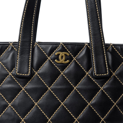 Chanel Calfskin Contrast Stitch Surpique Tote Black 15 of 15