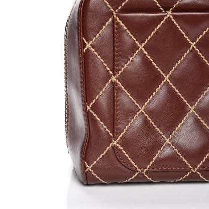 Chanel Calfskin Contrast Stitch Surpique Bowler Brown 13 of 14