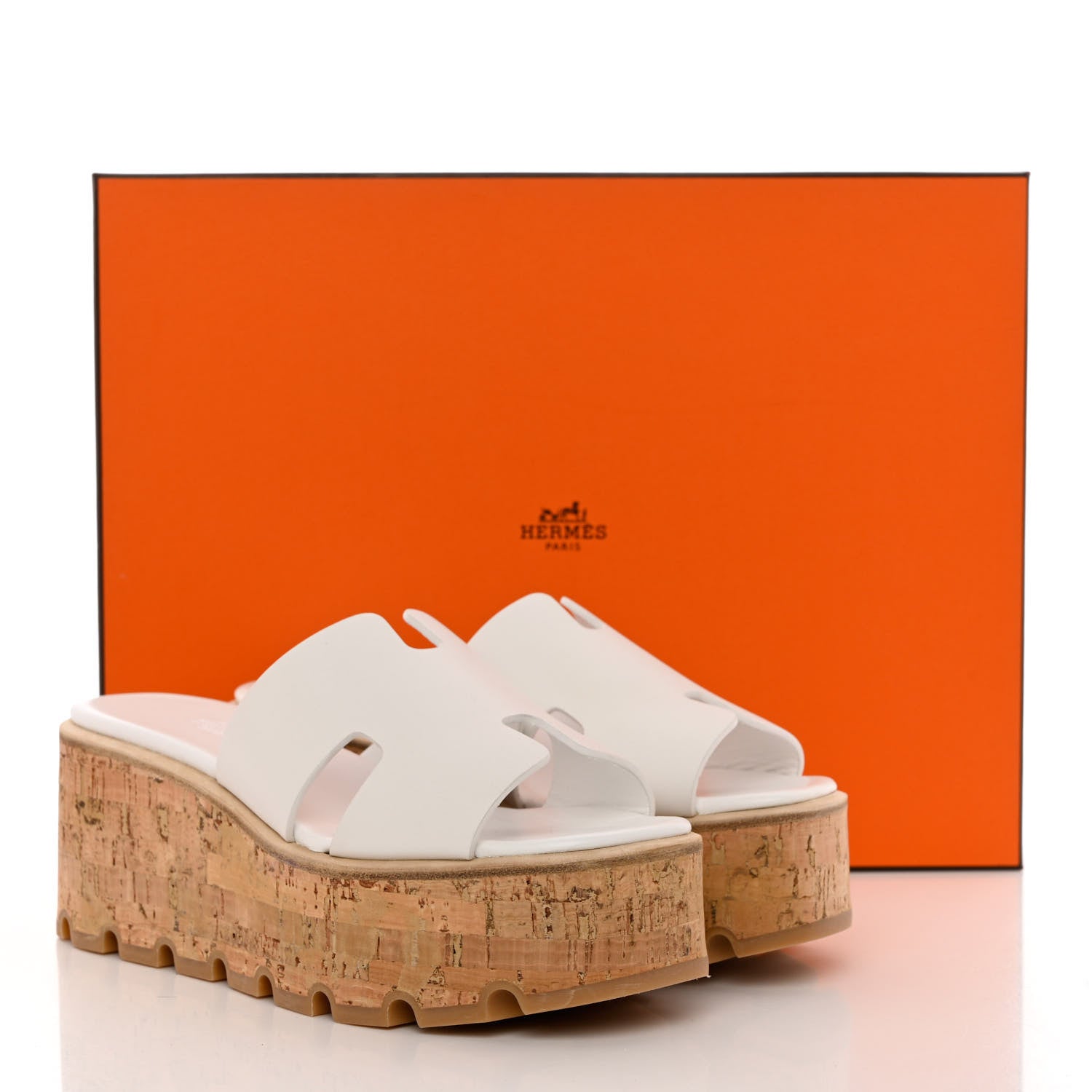 Hermes Calfskin Cork Eze 30 Sandals 35 White 9 of 9