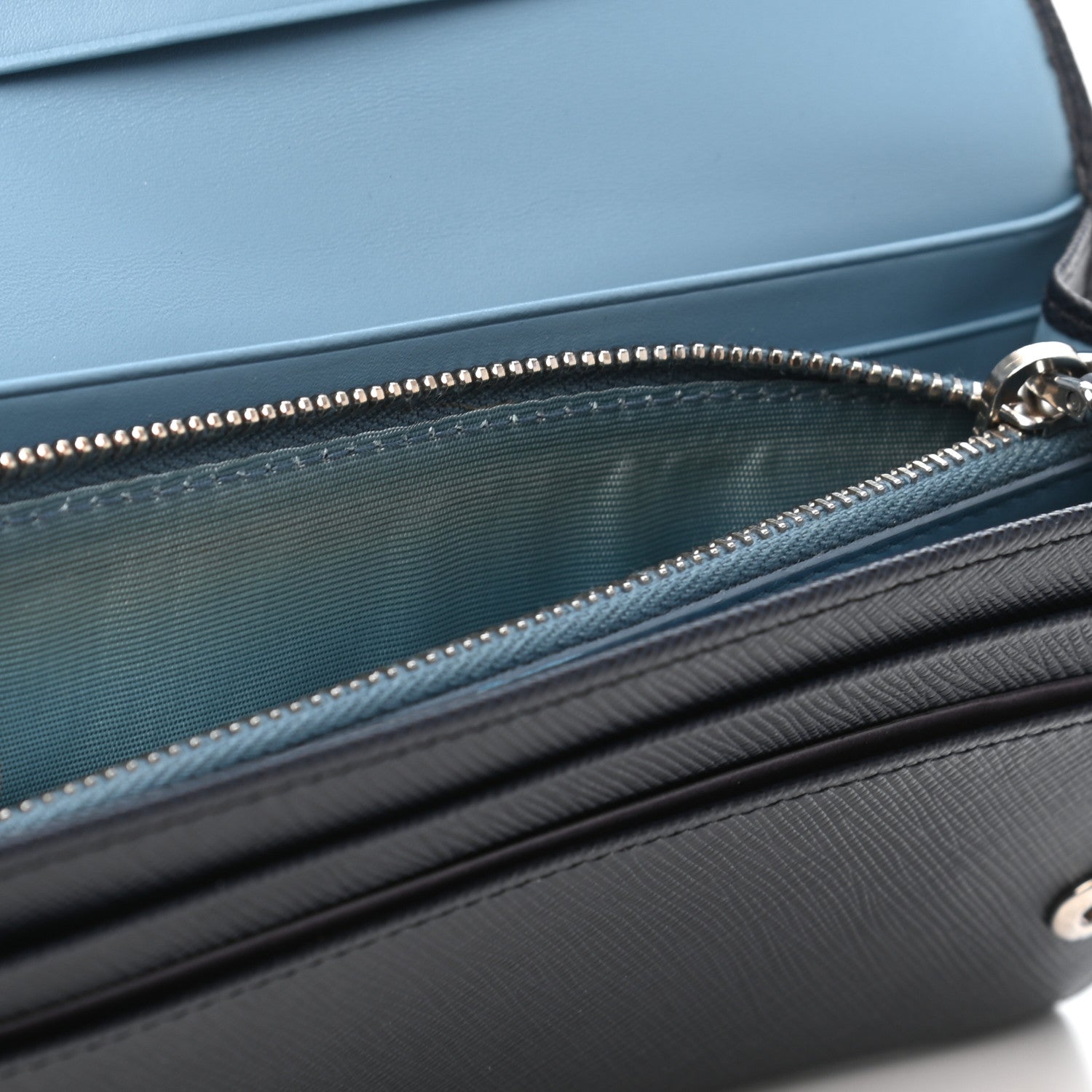 Prada Saffiano Bi-Color Metal Continental Flap Travel Wallet Baltico Astrale 8 of 9