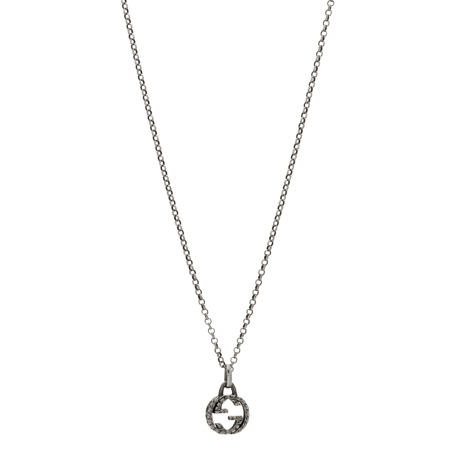 Gucci Sterling Silver Interlocking G Pendant Necklace 1 of 3