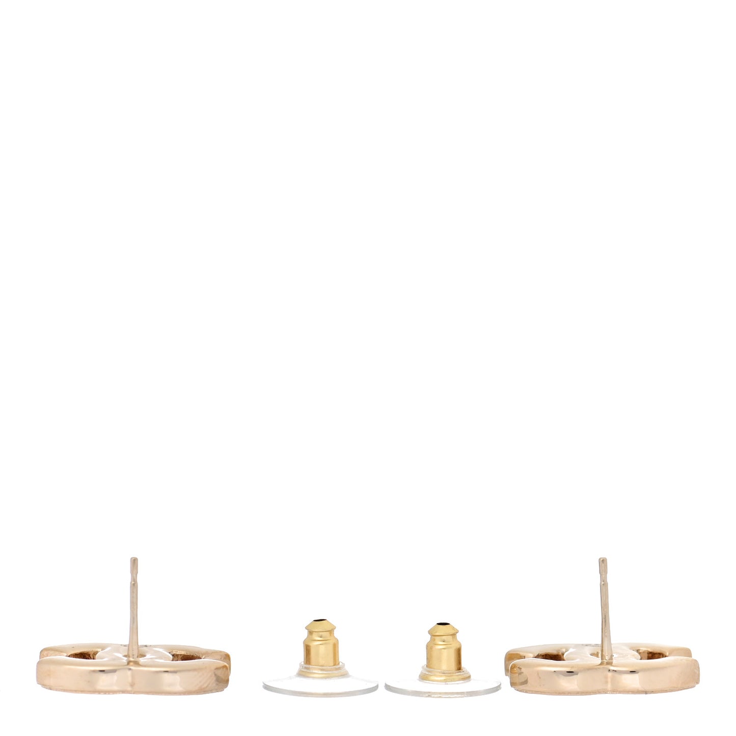 Enamel CC Earrings Gold White