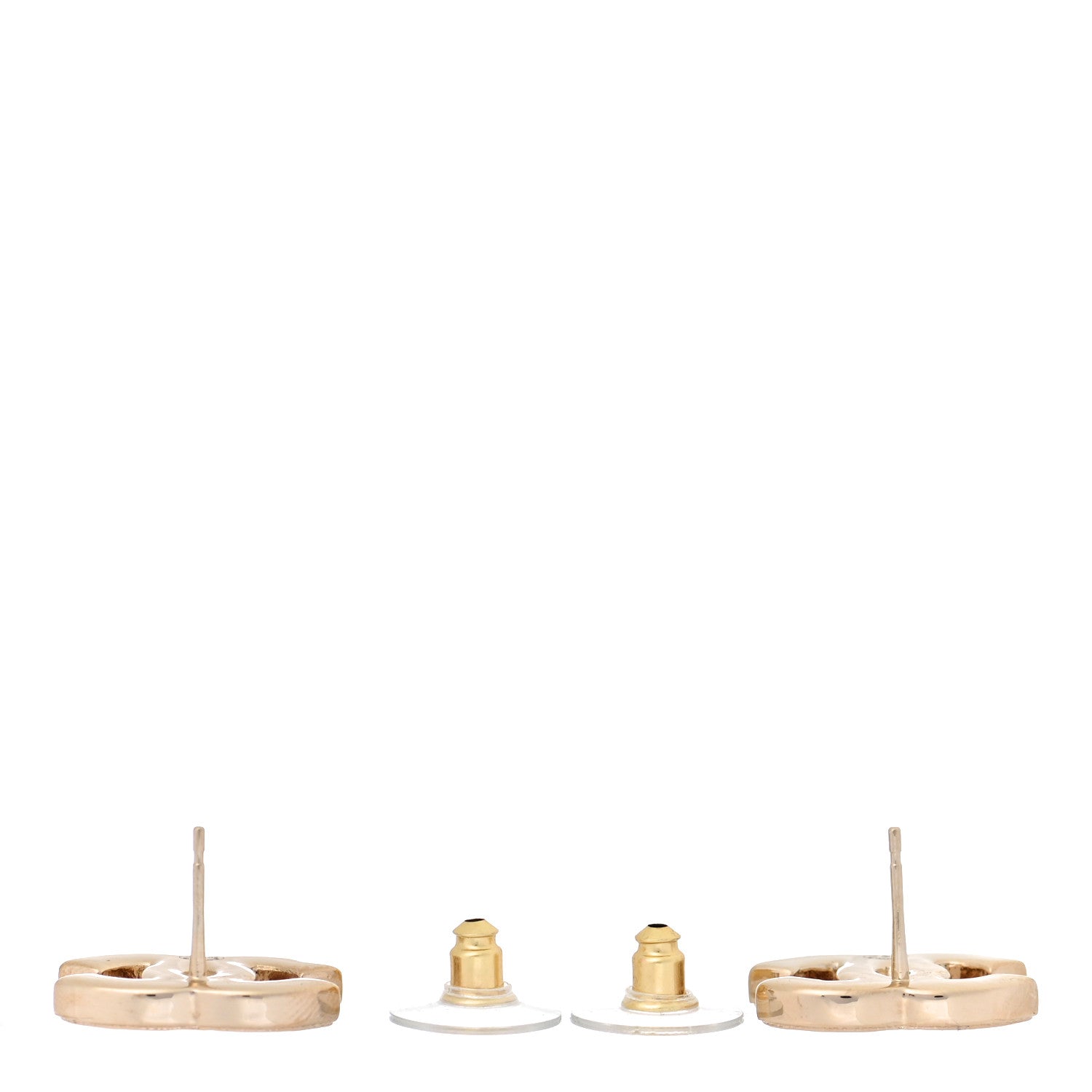 Chanel Enamel CC Earrings Gold White 3 of 5