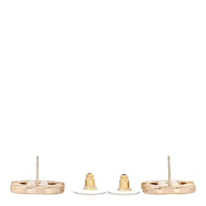 Chanel Enamel CC Earrings Gold White 3 of 5