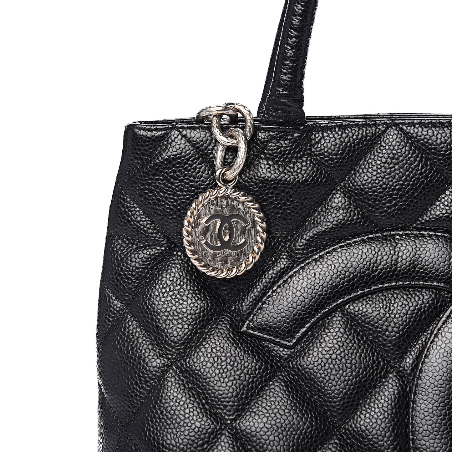 Caviar Quilted Medallion Tote Black