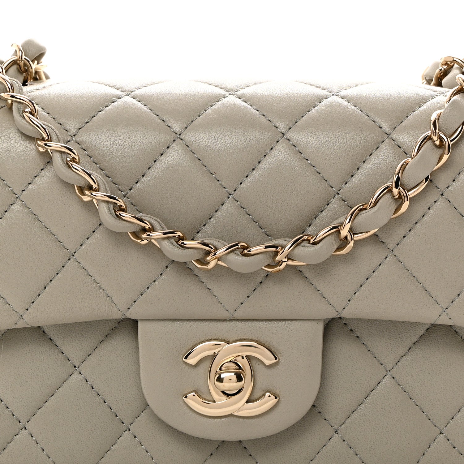Chanel Lambskin Quilted Mini Rectangular Flap Grey 8 of 10
