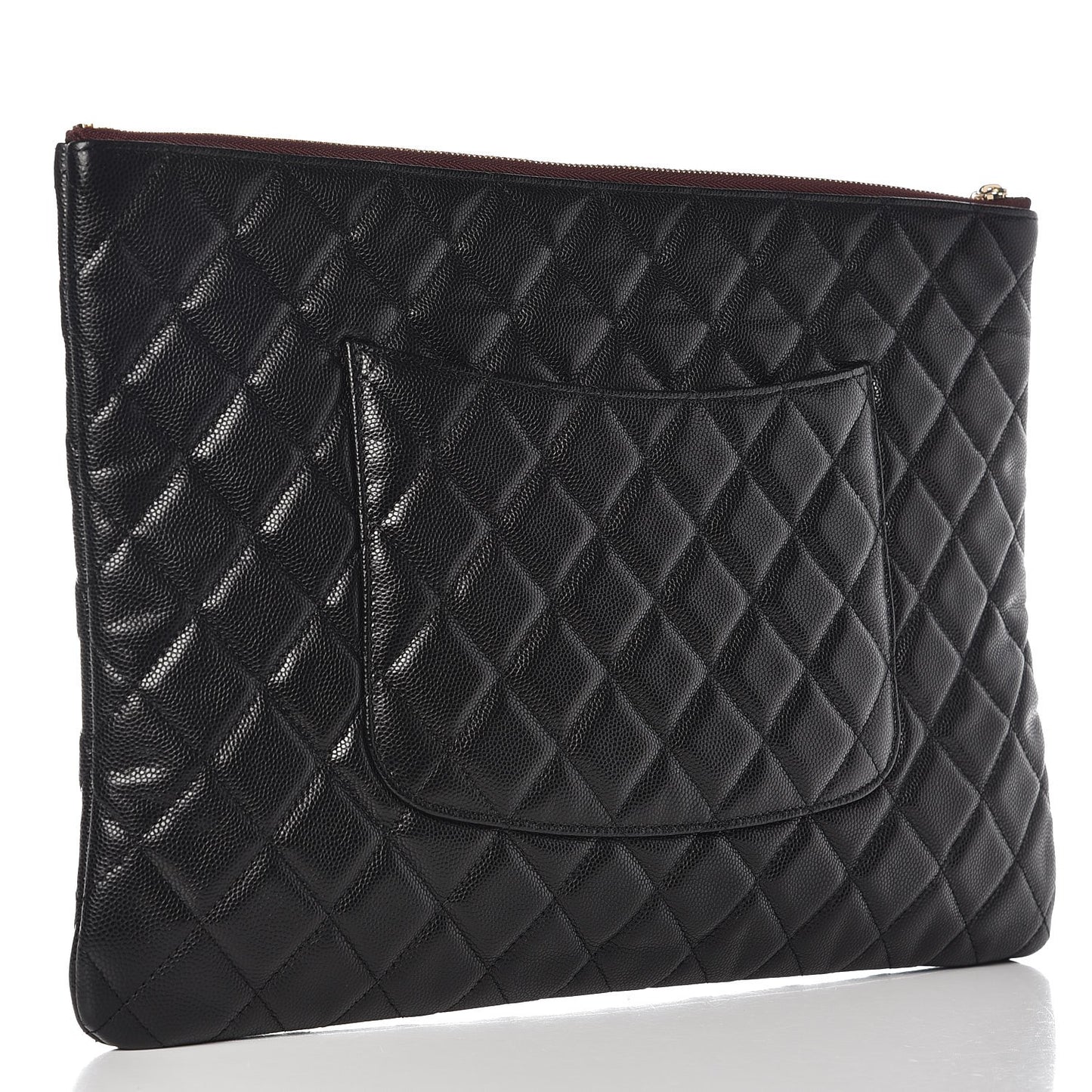 Caviar Quilted Large Cosmetic Case Black