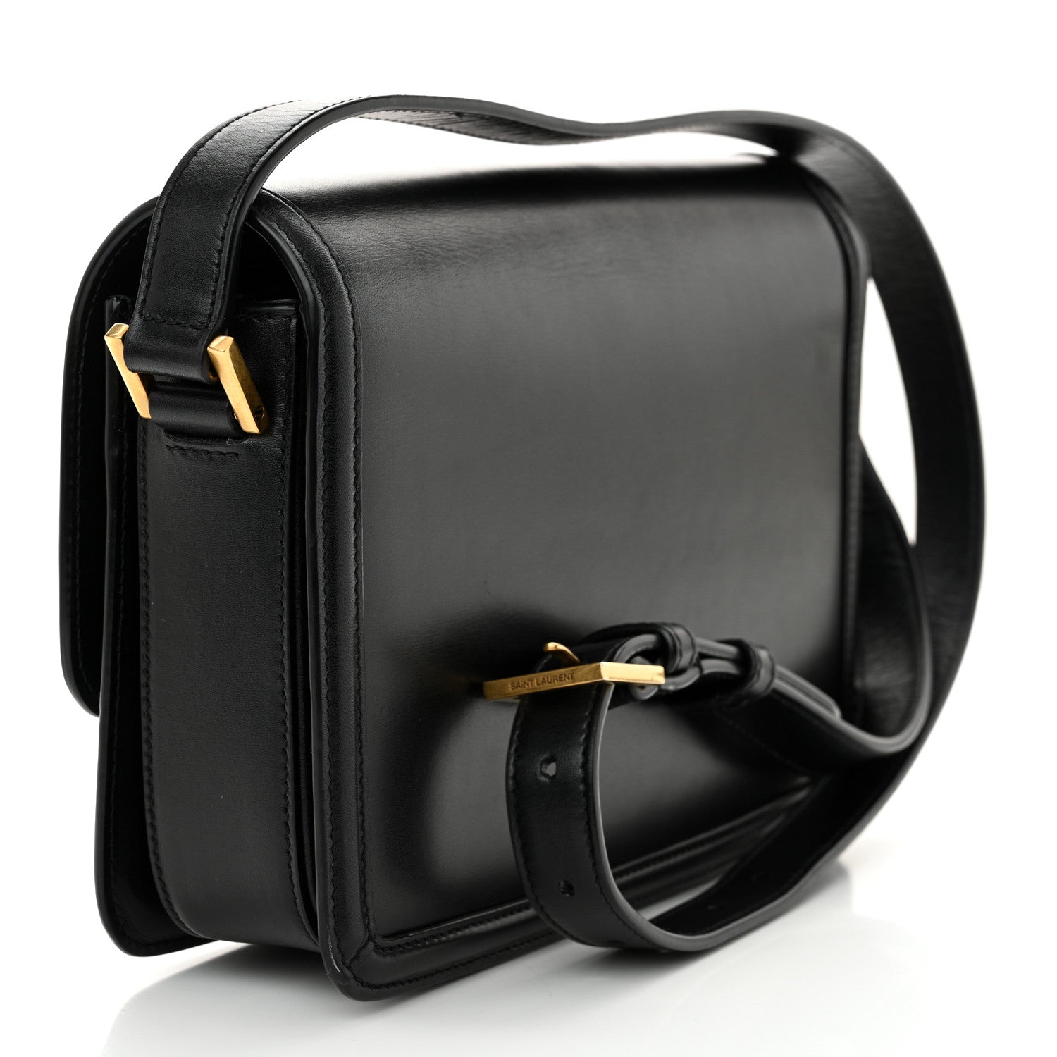 Saint Laurent Box Calfskin Monogram Medium Solferino Satchel Black 3 of 15